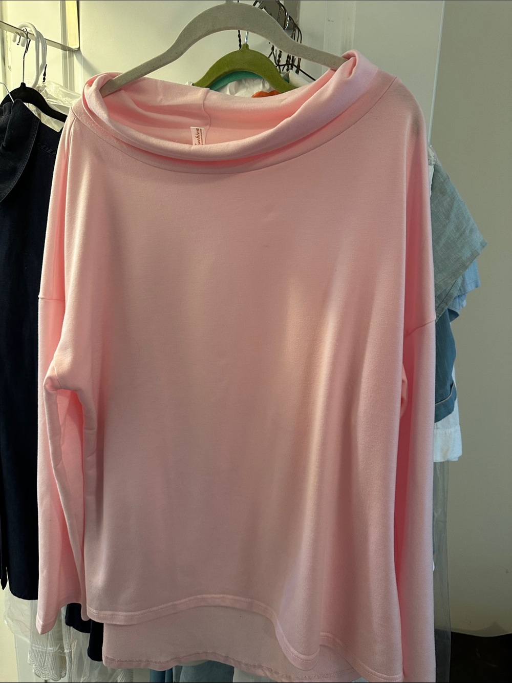 Fashion Nova Soft Pink Cowl Neck Long Sleeve Top